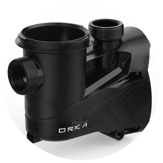 Carvin Orka V variable-speed inground pool pump one-piece case feature view