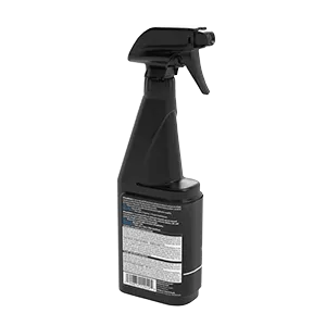 Carvin DualShield UV protectant spray bottle back angled view showing product label for above ground pool protection