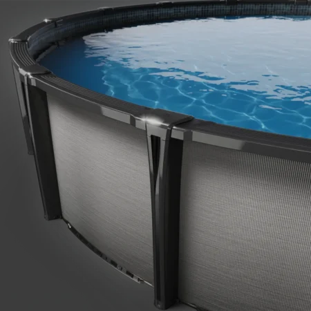 Carvin DualShield UV protectant applied on above ground pool wall surface showing UV protection and finish