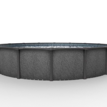 Carvin Gold Blackrock round above-ground pool with black stone finish – piscine hors terre ronde à fini pierre noire