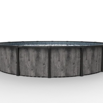 Carvin Gold Colorado round above-ground pool with dark wood finish – piscine hors terre ronde à fini bois foncé