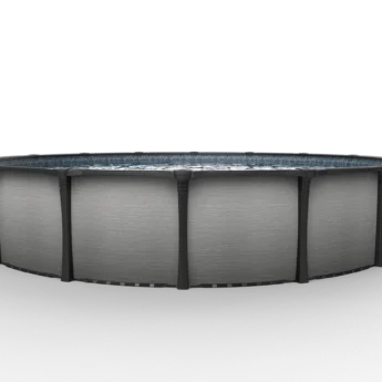 Carvin Gold Enigma round above-ground pool with brushed grey finish – piscine hors terre ronde à fini gris brossé