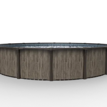 Carvin Gold Woodstock round above-ground pool with rustic wood finish – piscine hors terre ronde à fini bois rustique