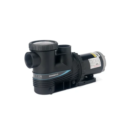 Carvin Magnum Force 3 in-ground pool pump shown at an angled front view with strainer housing and motor visible