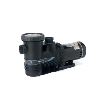 Carvin Magnum Force in-ground pool pump shown at an angled front view with strainer housing and motor visible