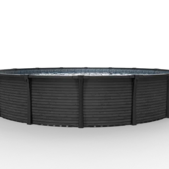 Carvin Platinum Lava round above-ground pool with black wood finish – piscine hors terre ronde à fini bois noir